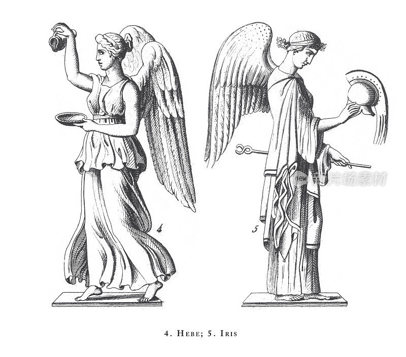 《赫比，艾瑞斯，古典传说和神话人物雕刻古董插图》，1851年出版