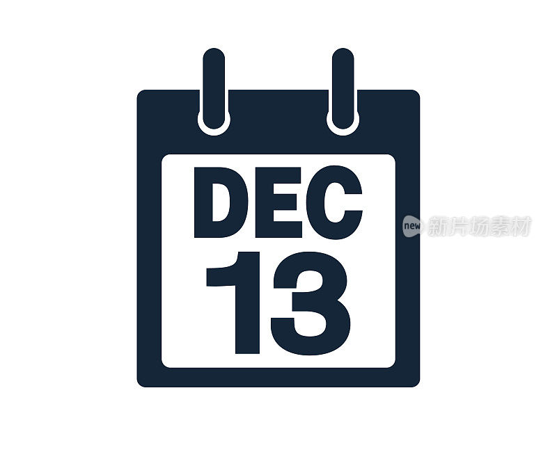 12月13日日历图标股票矢量插图