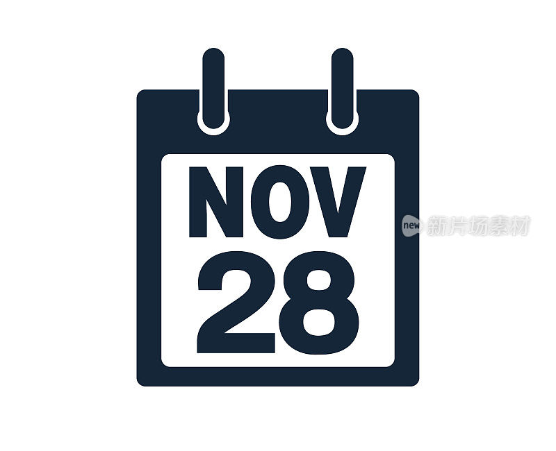 11月28日日历图标股票矢量插图