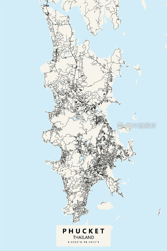 泰国普吉岛矢量地图