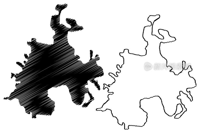蝙蝠侠城(土耳其共和国，安纳托利亚东南部地区)地图矢量图，涂鸦草图蝙蝠侠城地图