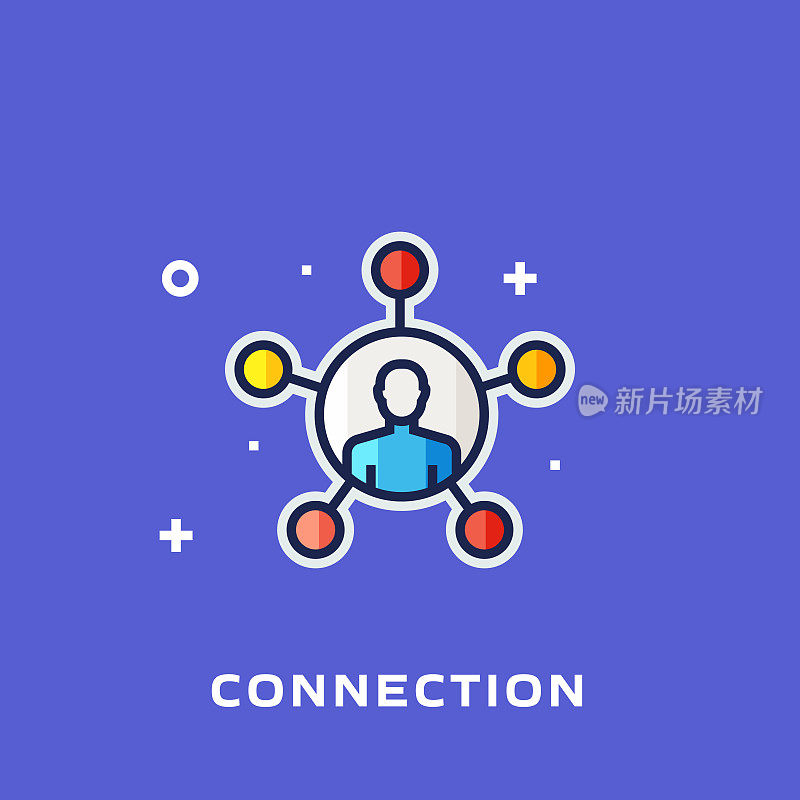 连接平面线图标，轮廓向量符号插图。