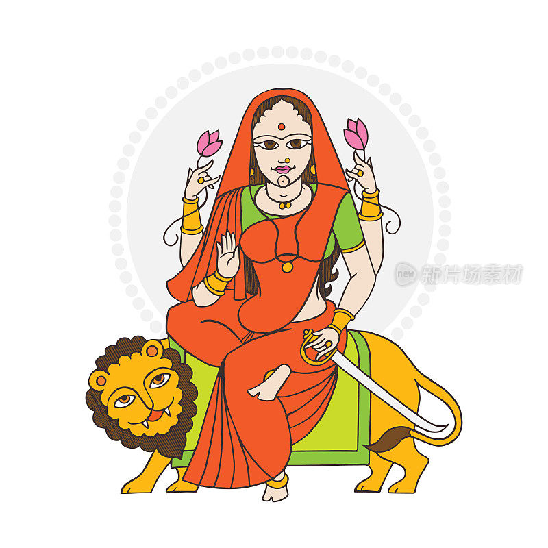 纳芙拉特拉节崇拜女神拉克希米，萨拉斯瓦蒂，杜尔加，安巴。