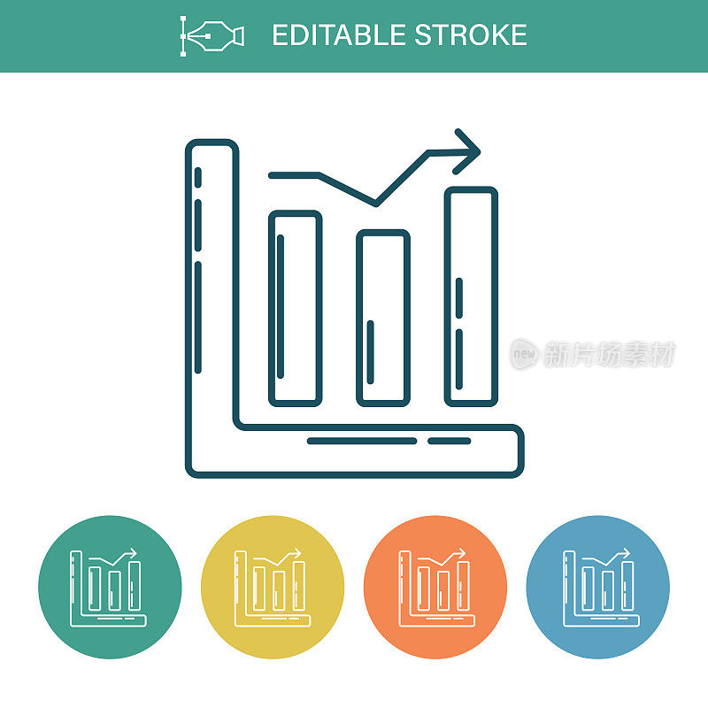 条形图可编辑的笔触细线图标