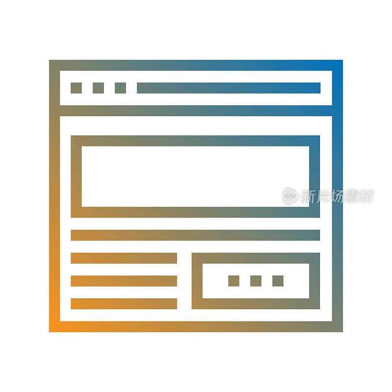 网页线框线图标，轮廓向量符号