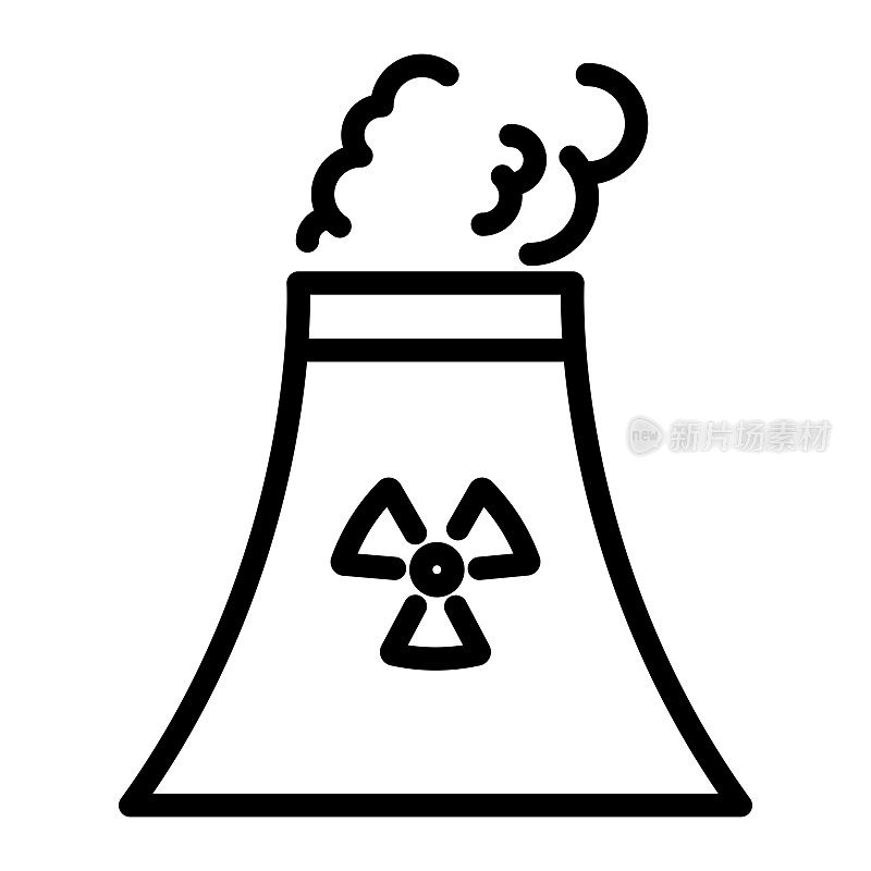 核电站线图标，轮廓符号矢量插图