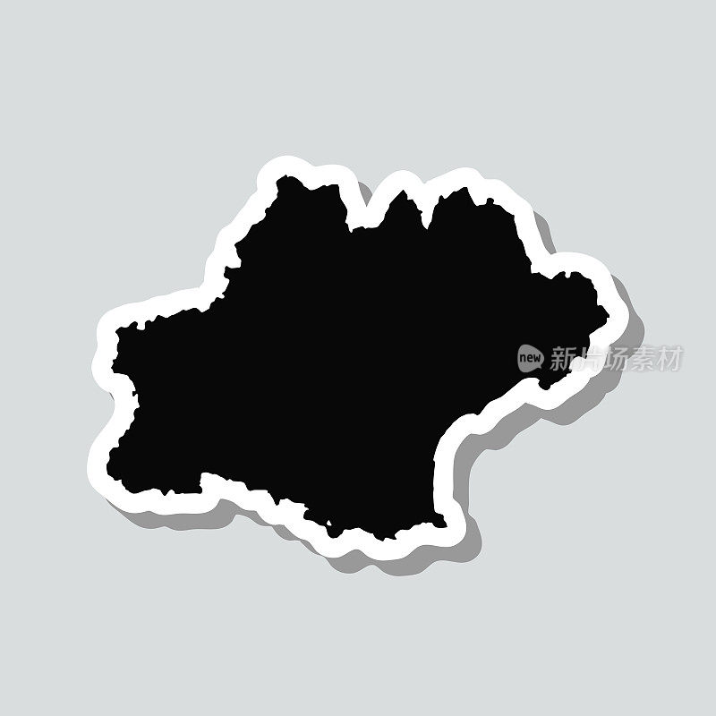 Occitanie地图贴纸灰色背景
