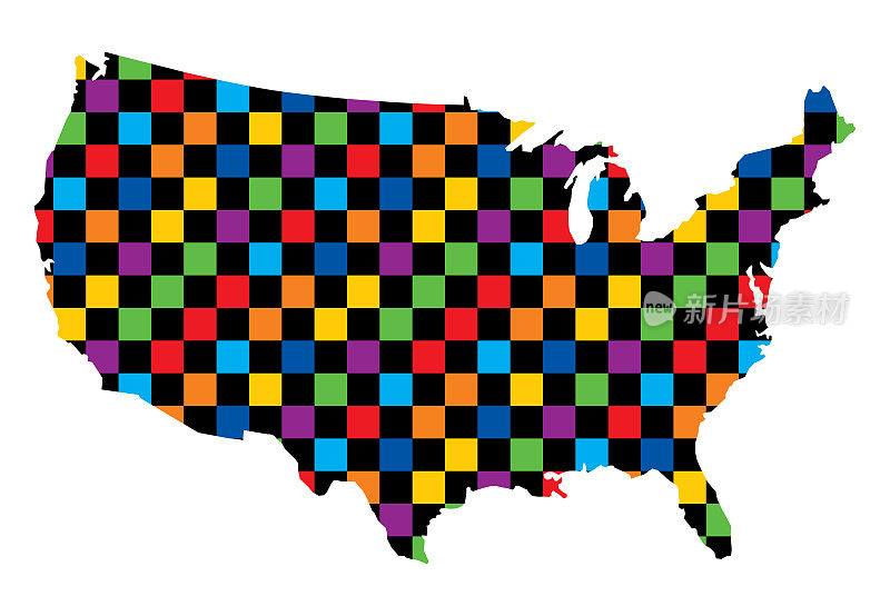 彩色小方块美国地图