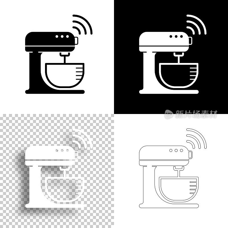 聪明的搅拌器。图标设计。空白,白色和黑色背景-线图标