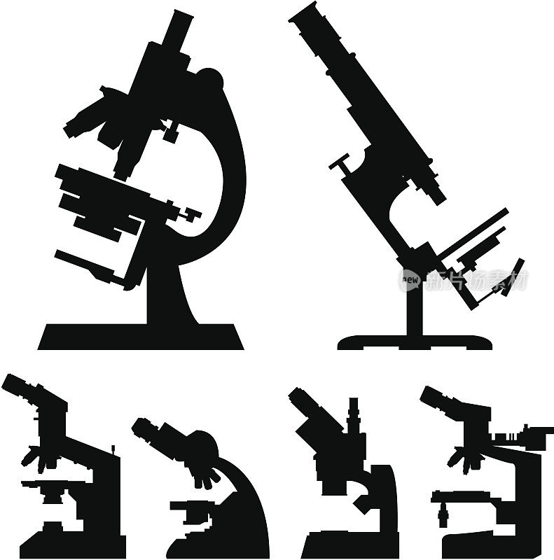 实验室显微镜剪影矢量