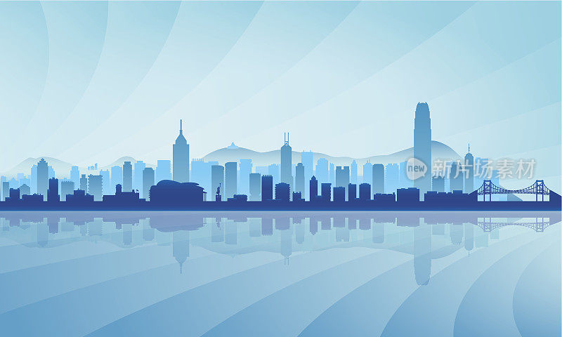 香港城市天际线剪影背景