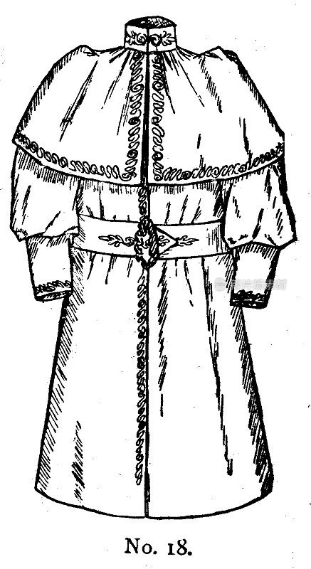 19世纪的女孩高领羊腿袖的服饰时尚盘;维多利亚时代的服装和最新时装1893年