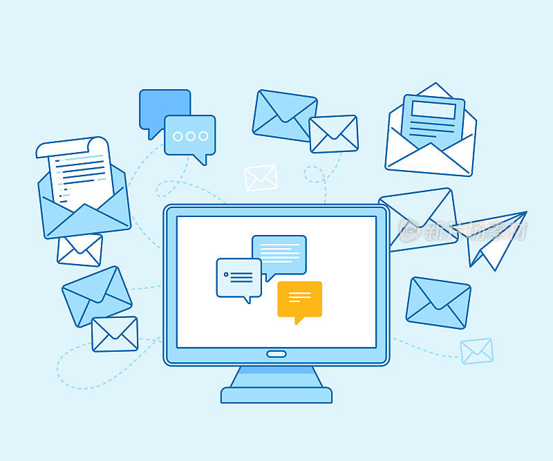 电子邮件营销概念-电脑与邮件应用程序