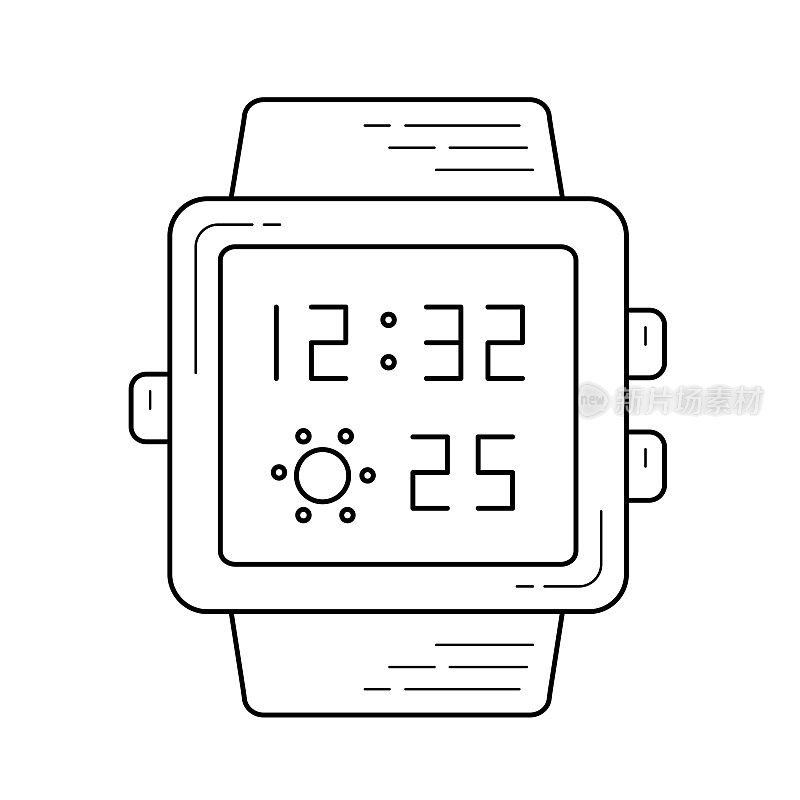 智能手表与时间的屏幕线图标