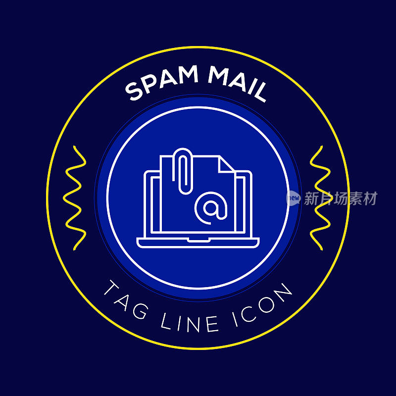 垃圾邮件圈徽章，现代标志矢量图标设计线风格
