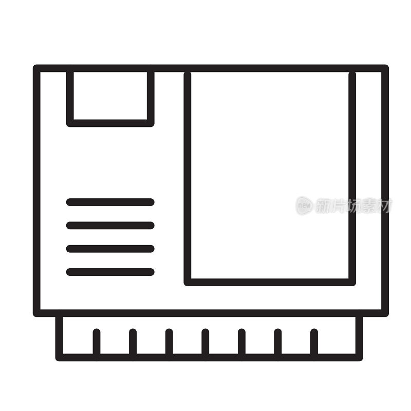 复古街机游戏墨盒细线图标可编辑的笔画