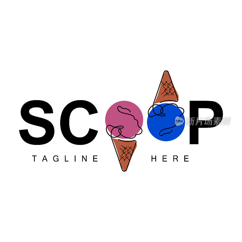 冰淇淋冰淇淋标志设计，甜软冷食，矢量品牌公司产品