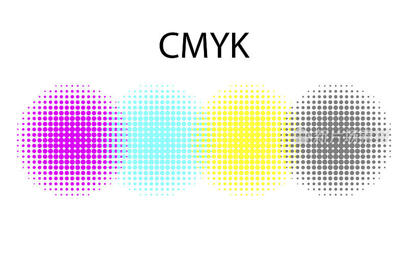 cmyk颜色圆圈。渐变颜色。矢量插图。股票的形象。
