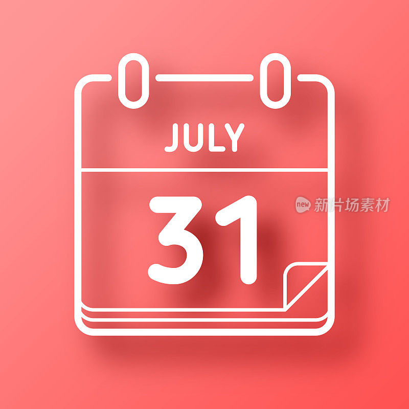 7月31日。图标在红色背景与阴影