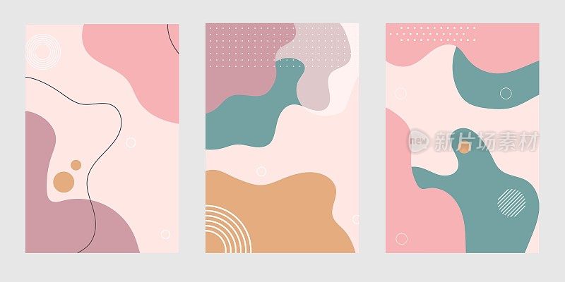 集合抽象粉彩背景与元素矢量