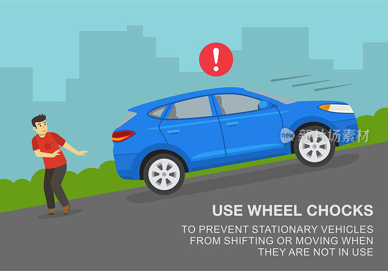 当车辆不使用时，应使用轮挡，防止车辆移动或移动。男性角色害怕越野车后退。