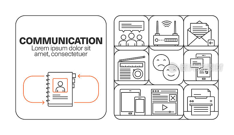 通信横幅线图标集设计
