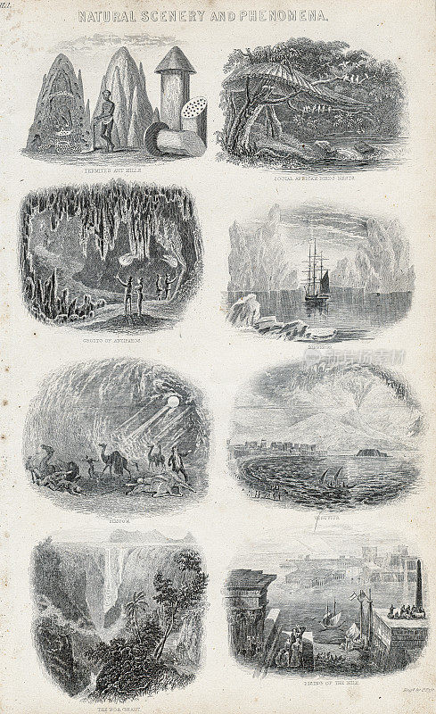 自然风光和现象-雕刻插图雕刻1840年