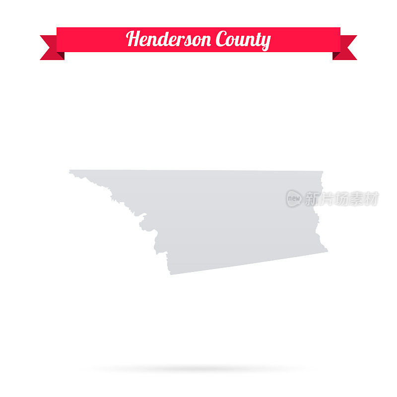 亨德森县，德克萨斯州。白底红旗地图