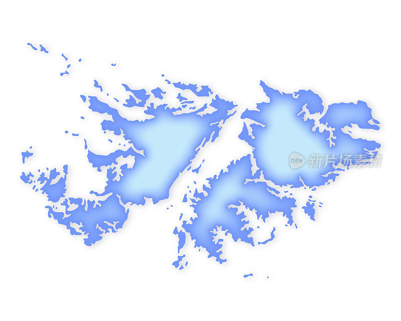 福克兰群岛地图软蓝色矢量地图插图