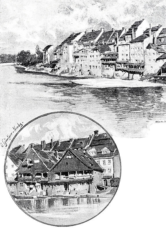 G?rlitz，德国，Nei?e河边的老房子