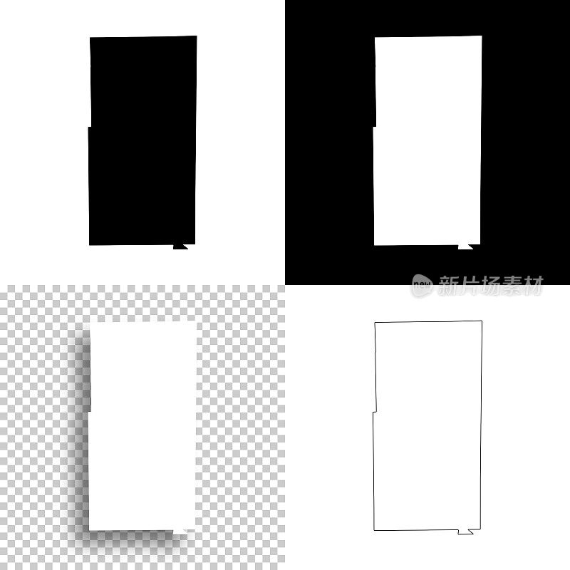 伊利诺斯州朱米利县。设计地图。空白，白色和黑色背景