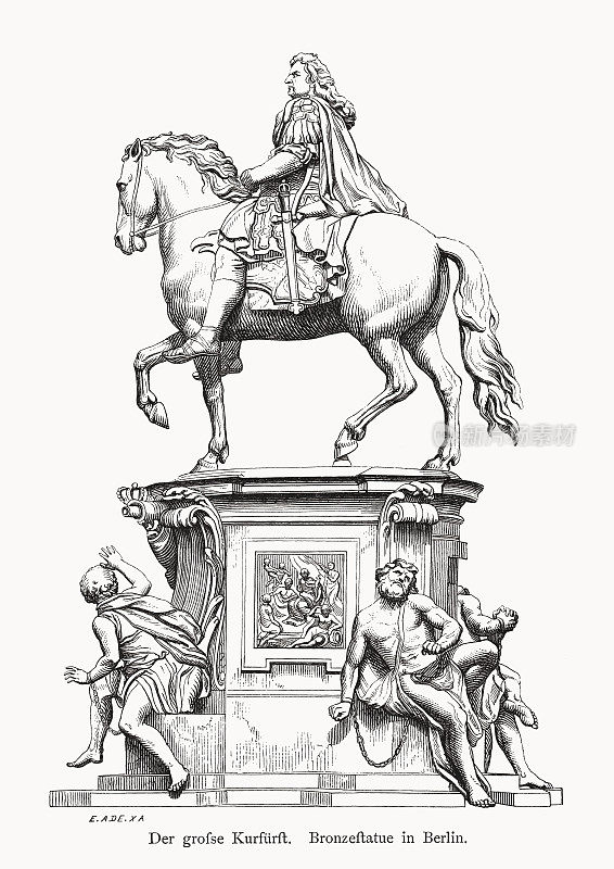 弗里德里希・威廉一世(1620-1688)，勃兰登堡选帝侯，木刻，1878年出版