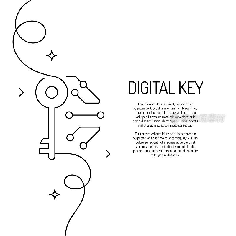 数字键图标的连续线条绘制。手绘符号矢量插图。