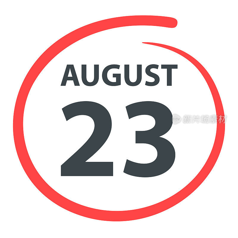 8月23日――日期用红色圈在白色背景上