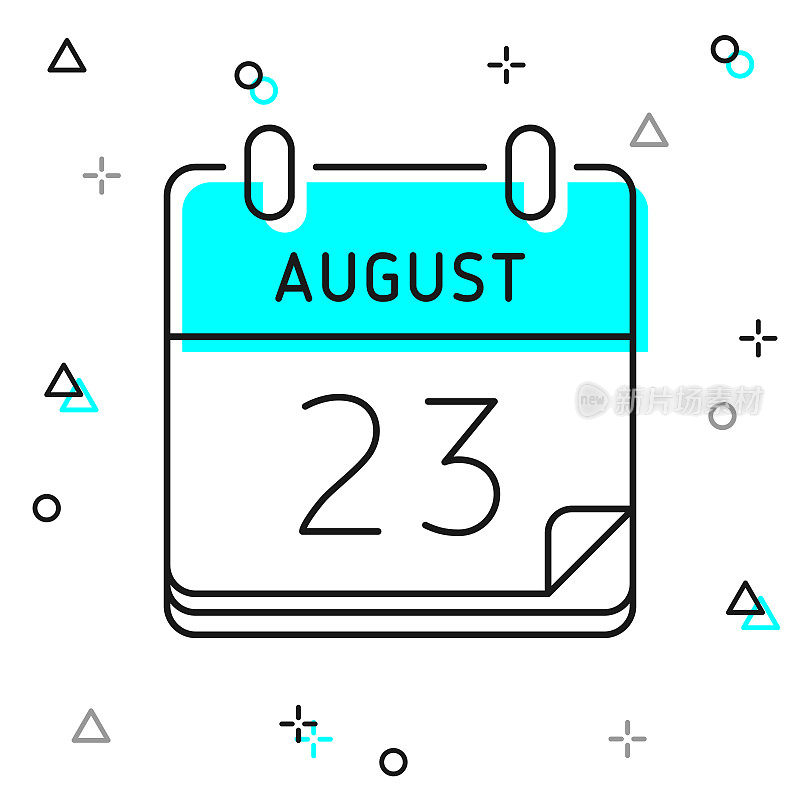 8月23日。白色背景上的线图标