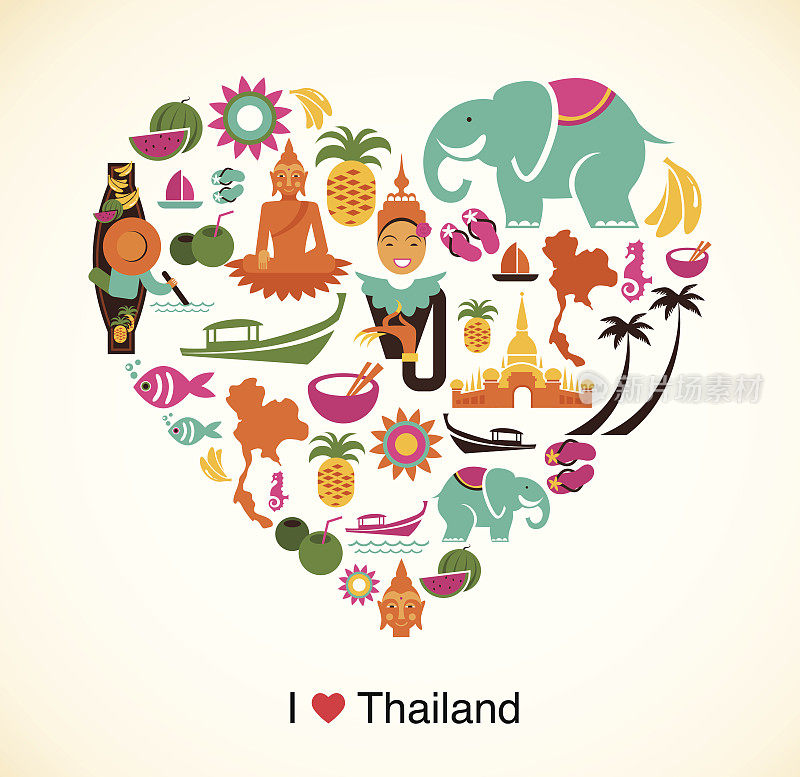 泰国爱-心与泰国的图标和象征