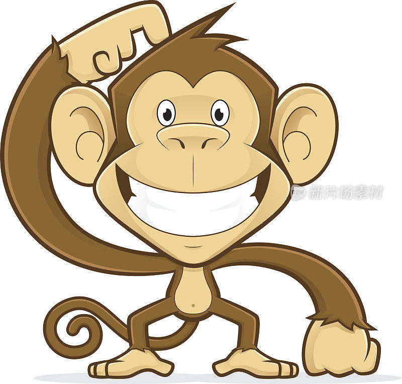 微笑的猴子搔着头