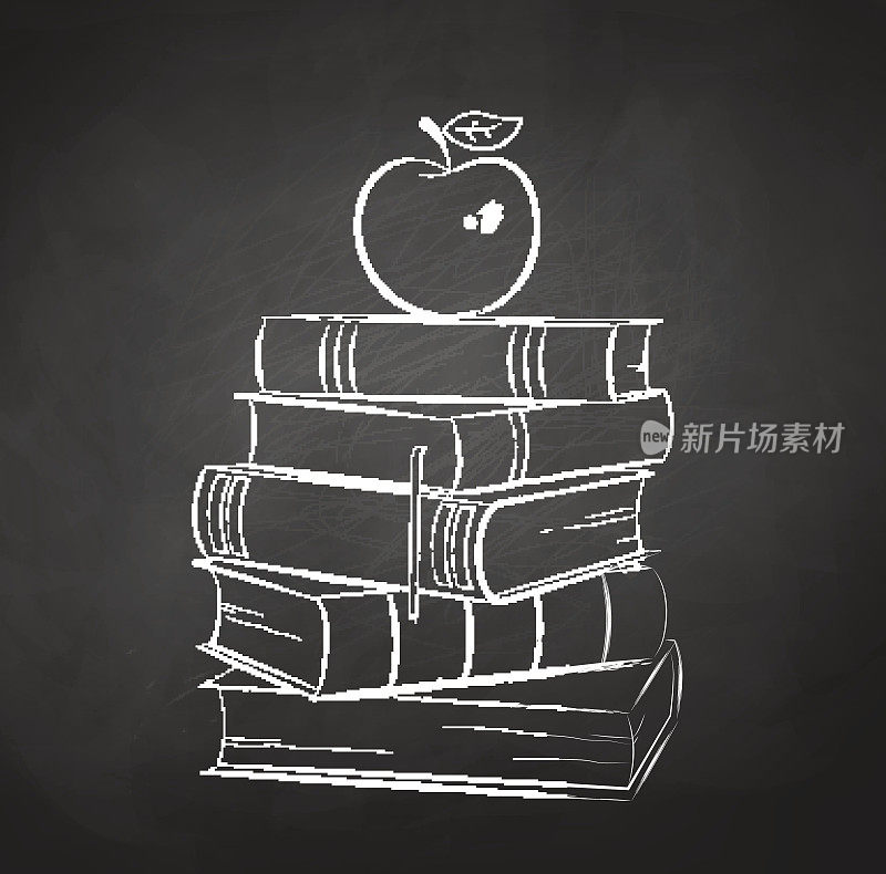 苹果在书上。