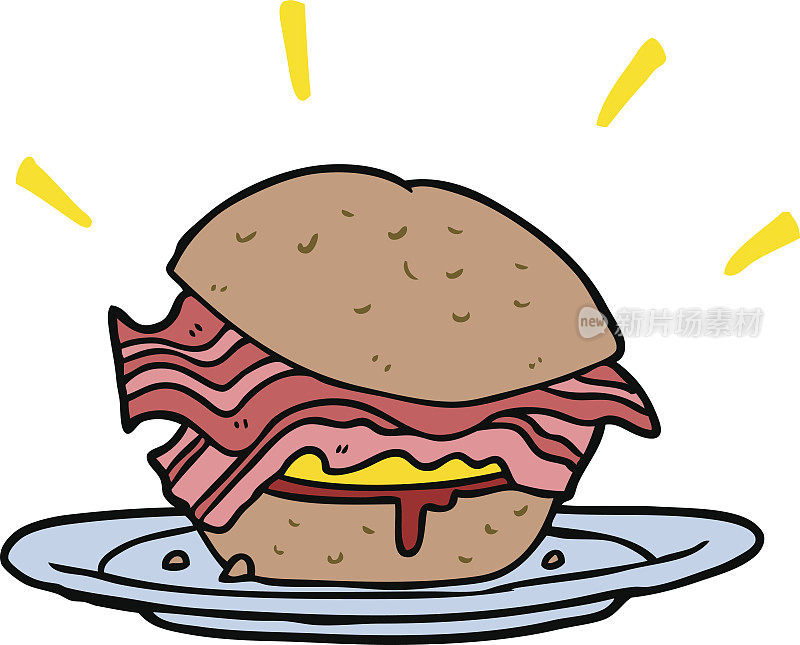 卡通熏肉三明治