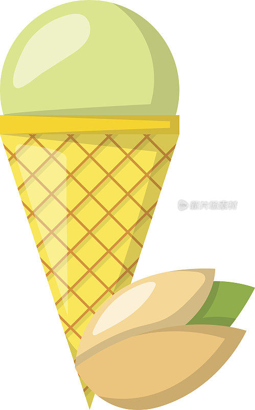 矢量卡通开心果冰淇淋球