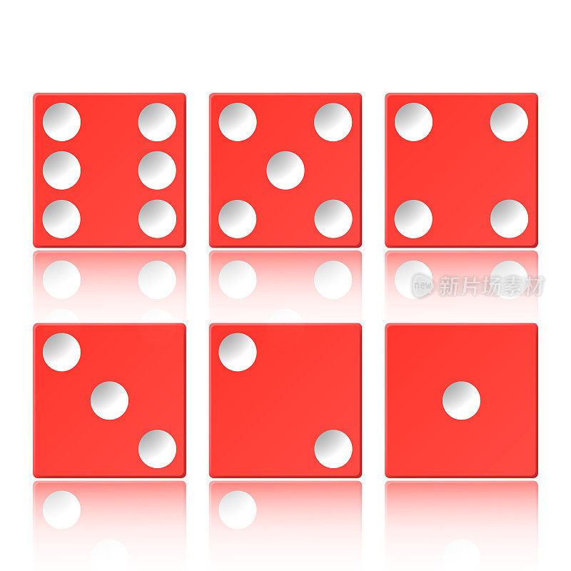 向量集红色赌场外观与一个立方体，孤立在一个白色的背景