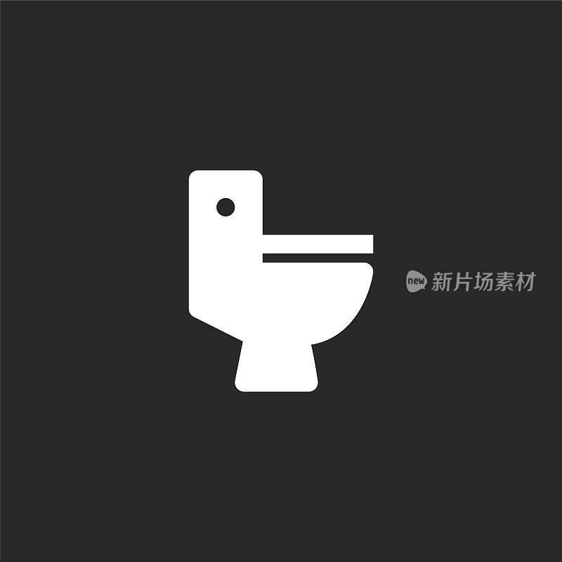 厕所图标。充满厕所图标的网站设计和移动，应用程序开发。厕所图标从填充公用事业收集孤立的黑色背景。