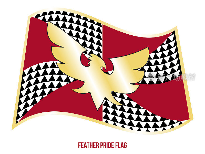 羽毛骄傲旗摆动矢量插图设计与正确的配色方案