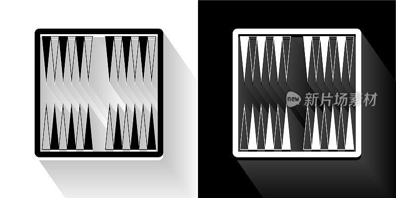 西洋双陆棋棋盘游戏黑白长影图标