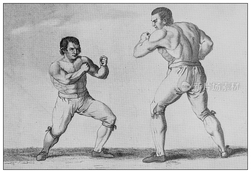 古董插图体育休闲活动:拳击