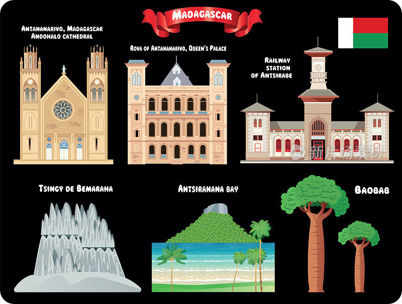 马达加斯加标志，安齐拉贝火车站，安齐拉贝女王宫殿，贝马拉哈青