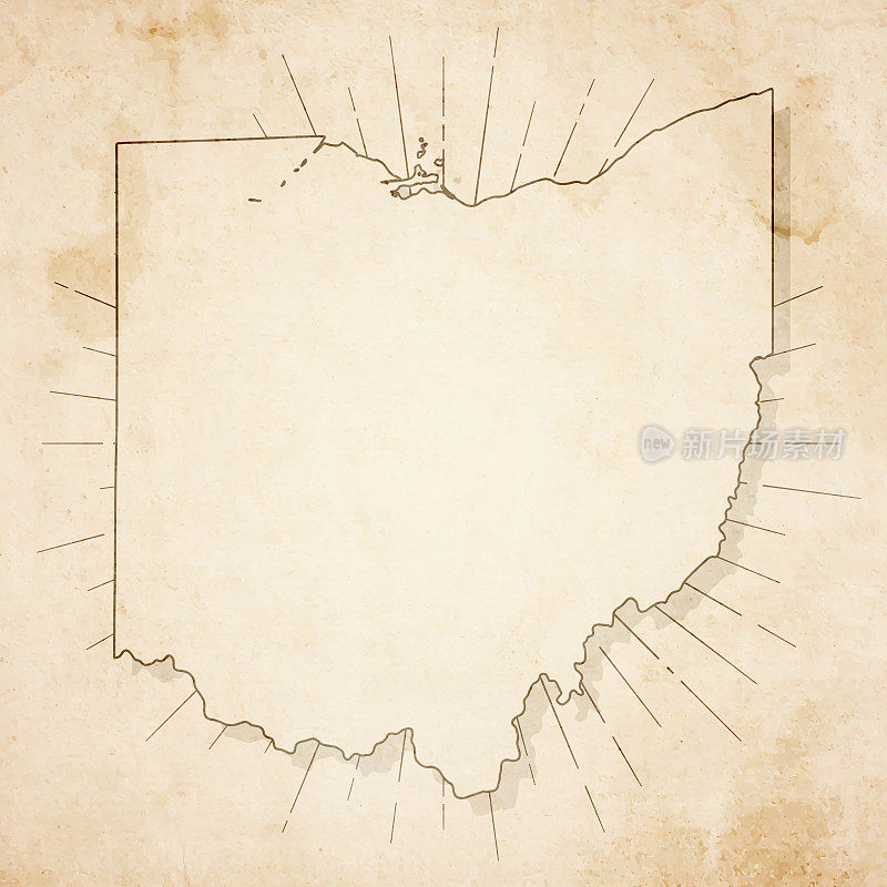 俄亥俄地图复古风格-旧纹理纸