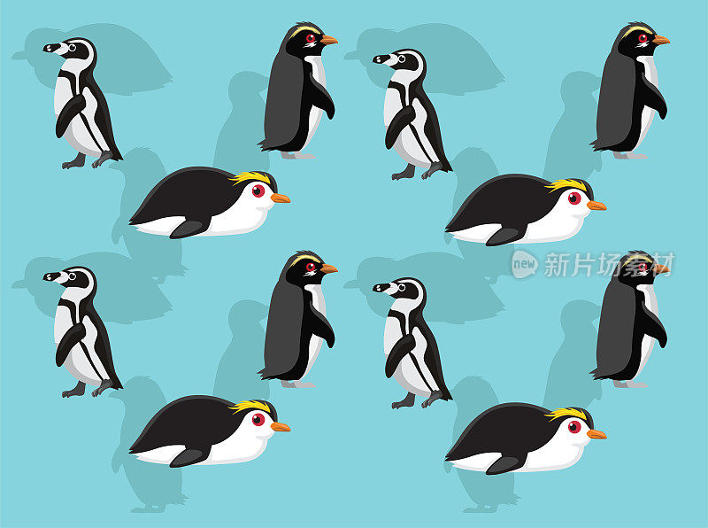 各种企鹅皇家马达加斯加Fiorland矢量无缝背景壁纸01