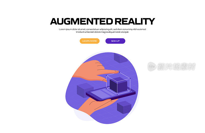 增强现实概念矢量插图网站横幅，广告和营销材料，在线广告，业务演示等。