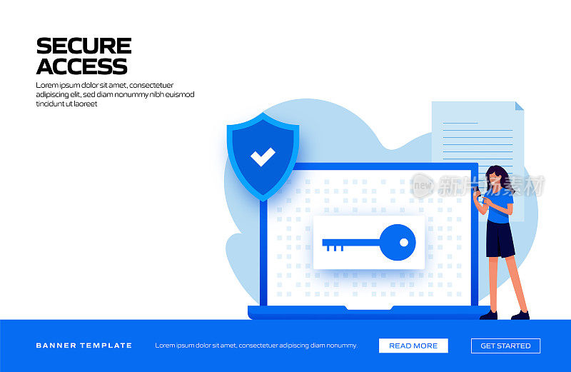 安全访问概念矢量插图网站横幅，广告和营销材料，在线广告，商业演示等。